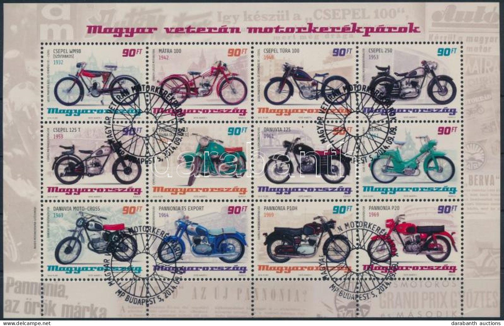 O 2014 Magyar Veterán Motorkerékpárok Blokk - Sonstige & Ohne Zuordnung