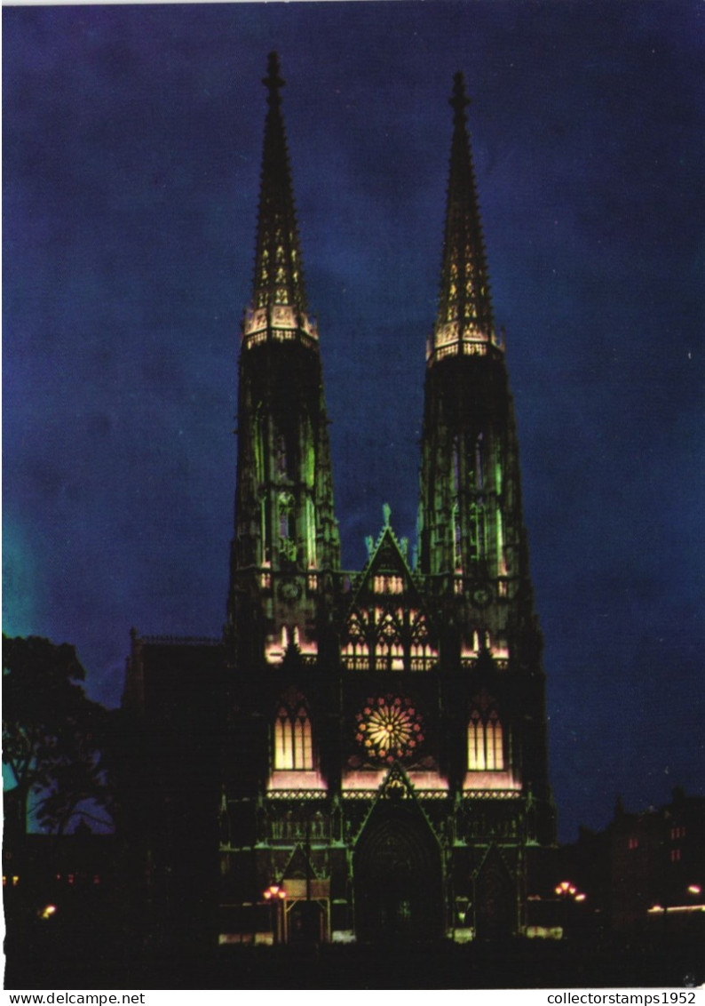 VIENNA, CHURCH, ARCHITECTURE, NIGHT, AUSTRIA, POSTCARD - Églises