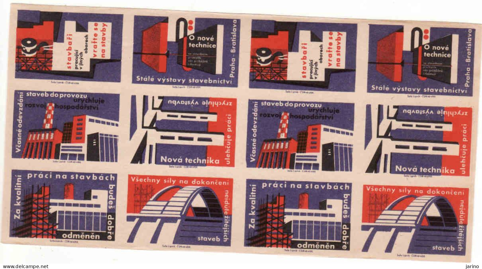 Czechoslovakia - Czechia 12 Matchbox Labels, Let's Support The Construction Industry - Bridges, Tunnels,.. - Boites D'allumettes - Etiquettes