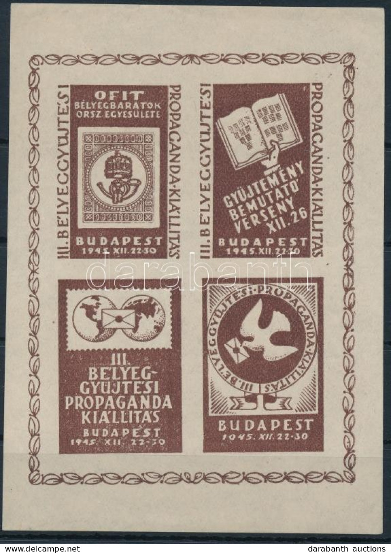 ** 1945 III. Bélyeggyűjtési Propaganda Kiállítás Emlékív / Souvenir Sheet - Otros & Sin Clasificación