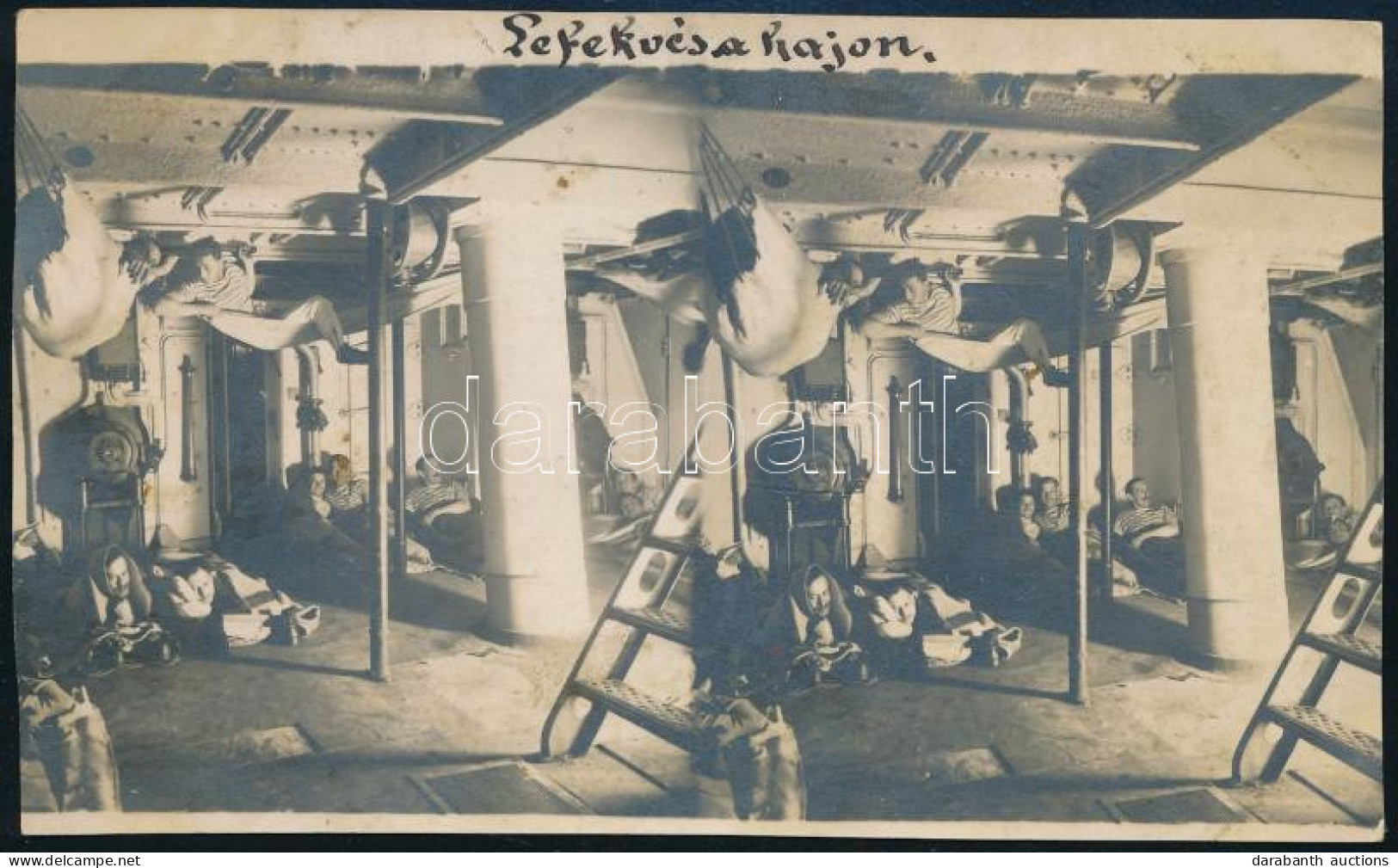 Cca 1905 Az S.M.S. Admiral Spaun Osztrák-magyar Gyorscirkáló Hadihajó Matrózai Lefekvéshez Készülődnek Az Alsó Fedélzete - Autres & Non Classés