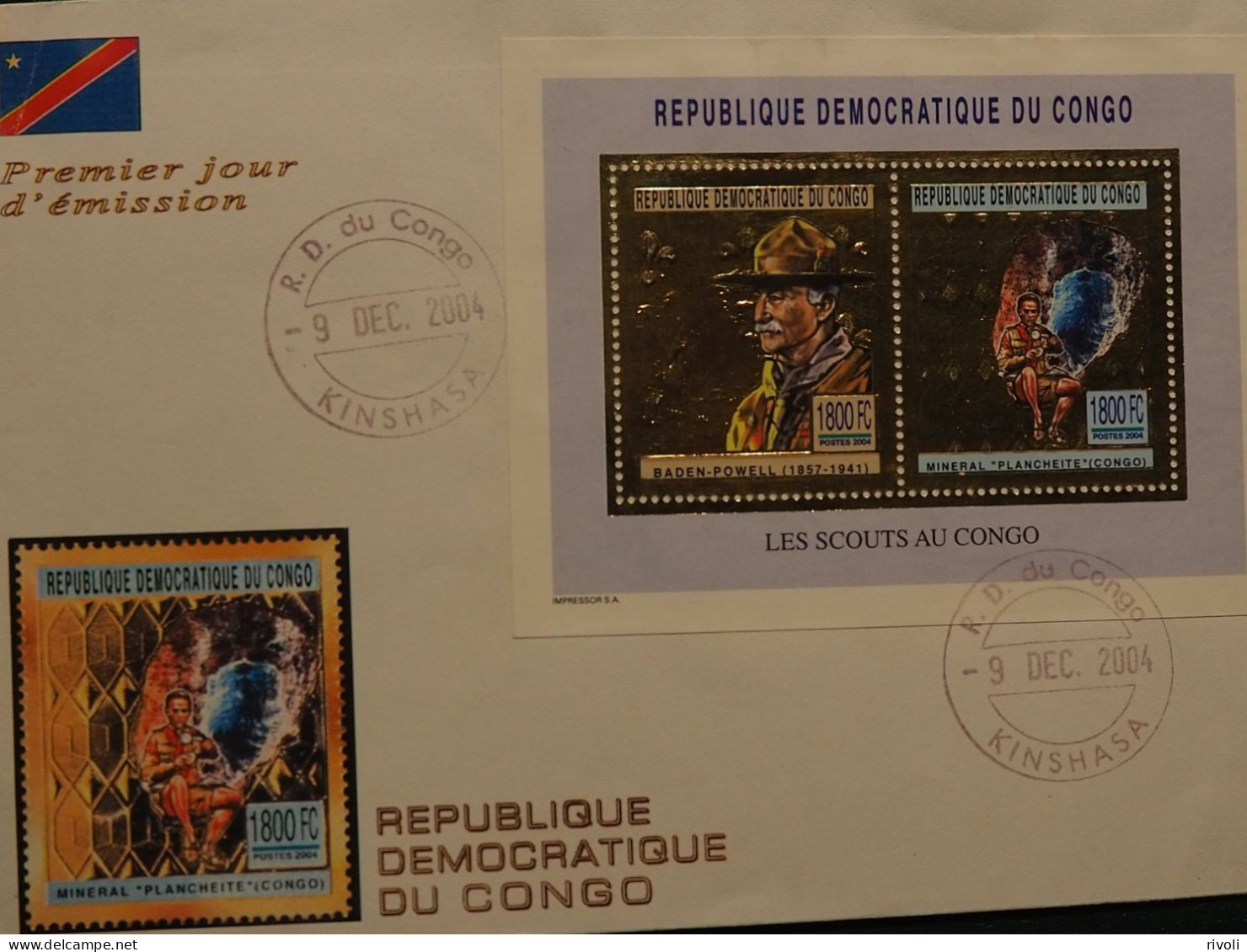 RP DU CONGO KINSHASA 2004 FDC TIMBRE OR - Cartas & Documentos