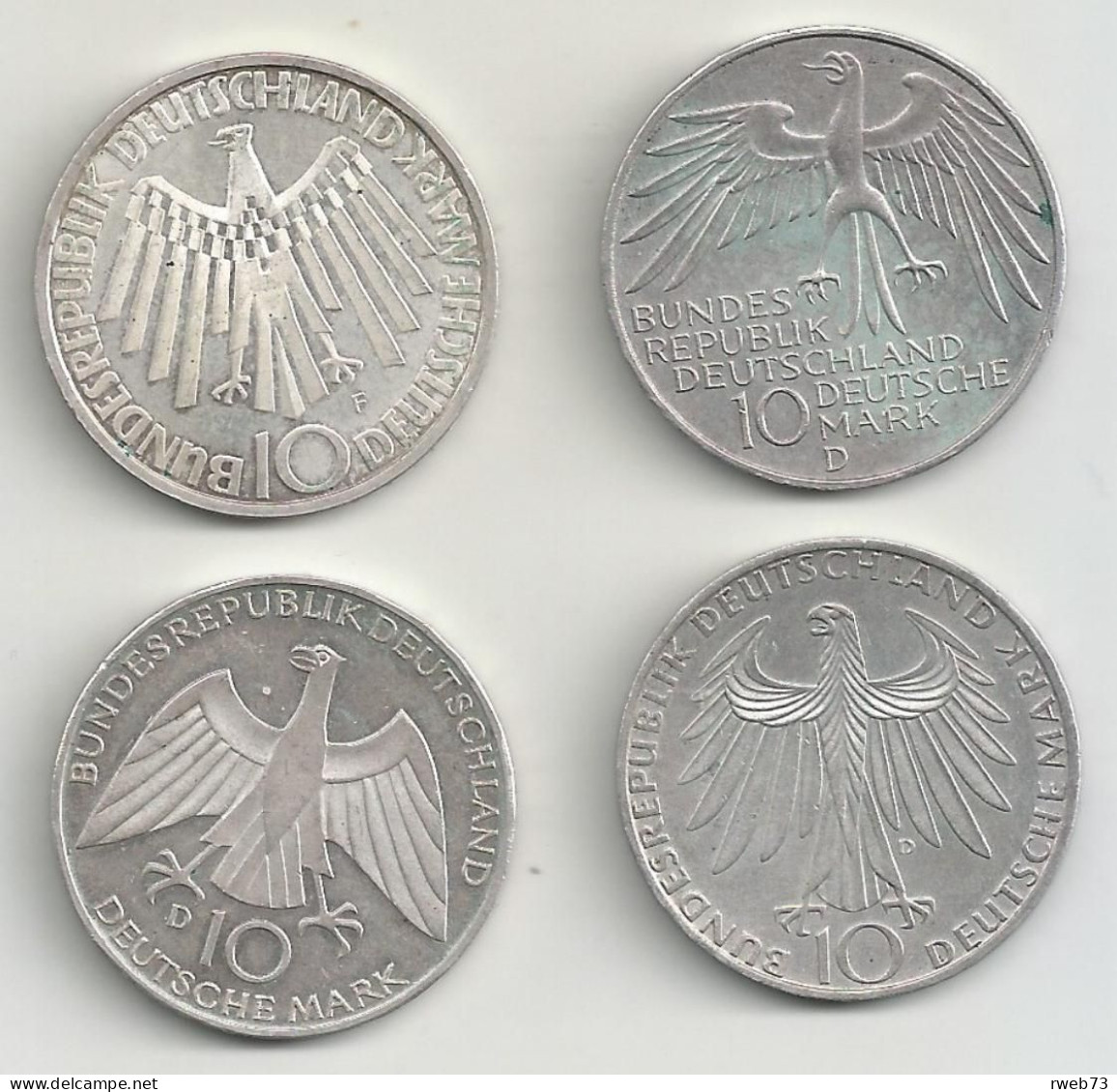 ALLEMAGNE - Lot De 4 Pièces Différentes De 10 Marks - Argent - SUP - 10 Mark