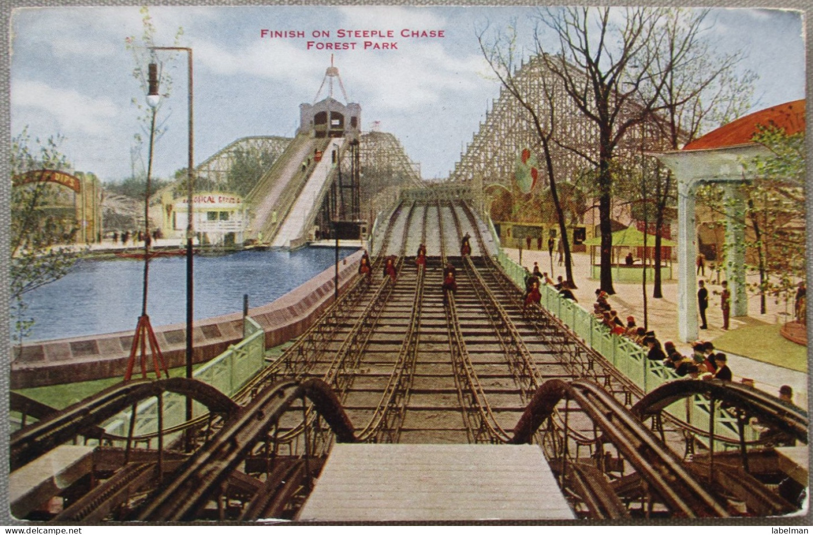 USA CHICAGO COASTER FOREST PARK STEEPLE CHASE KARTE CARD POSTCARD CARTE POSTALE POSTKARTE CARTOLINA ANSICHTSKARTE - Long Beach