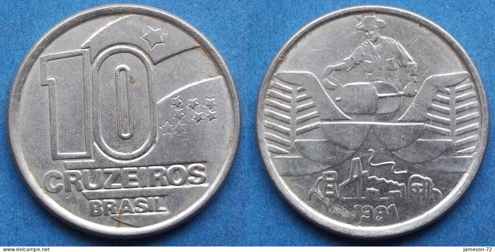 BRAZIL - 10 Cruzeiros 1991 "Rubber Taper Working With Latex" KM# 619 Monetary Reform (1990-1993) - Edelweiss Coins - Brésil