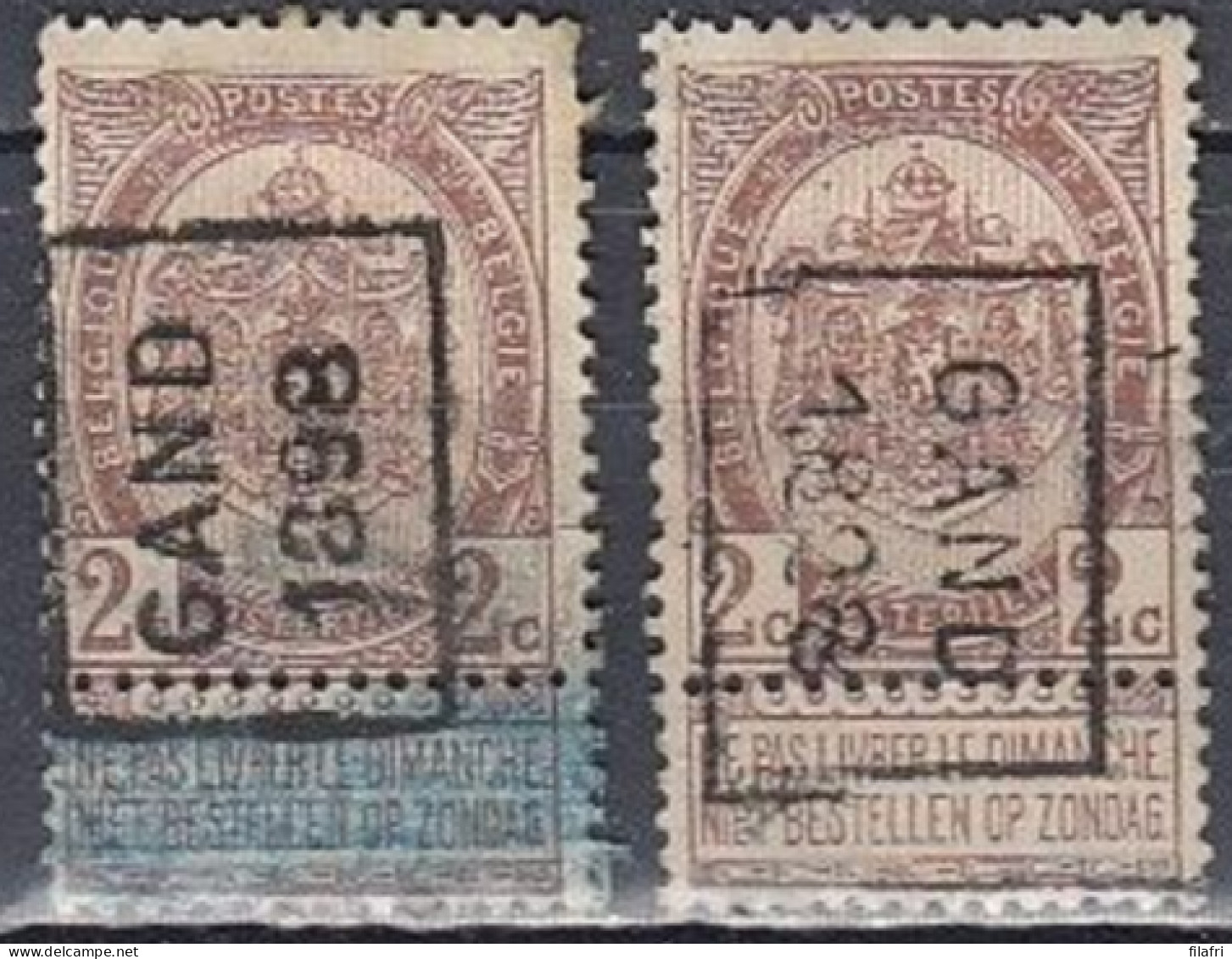 175 Voorafstempeling Op Nr 55 - GAND 1898 - Positie A & B (zie Opm) - Roller Precancels 1894-99