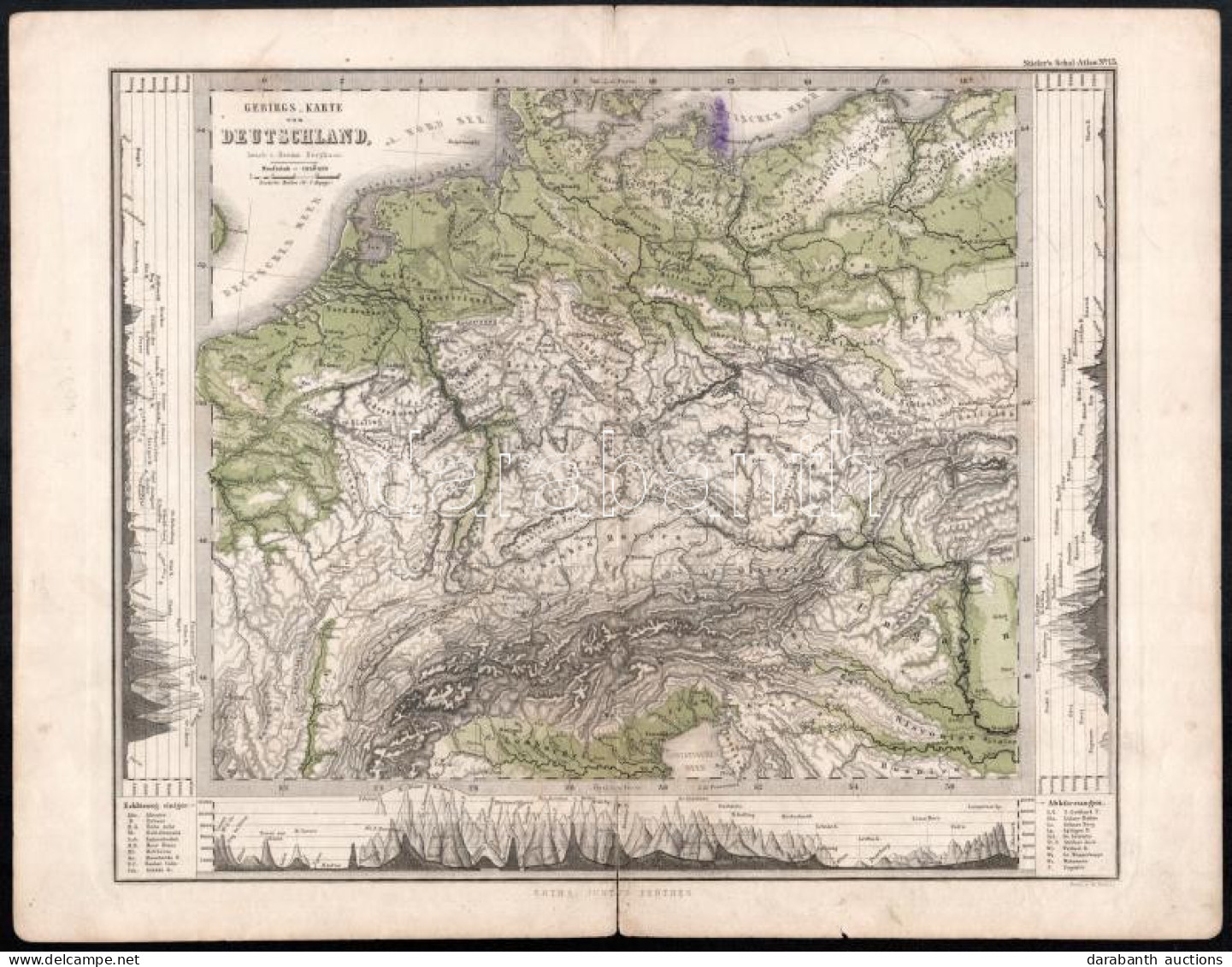 1862 Gebirgs-Karte Von Deutschland, Bearb. V. Hermn Berghaus. Stieler's Schul-Atlas No. 13. / Németország Hegységeinek R - Otros & Sin Clasificación