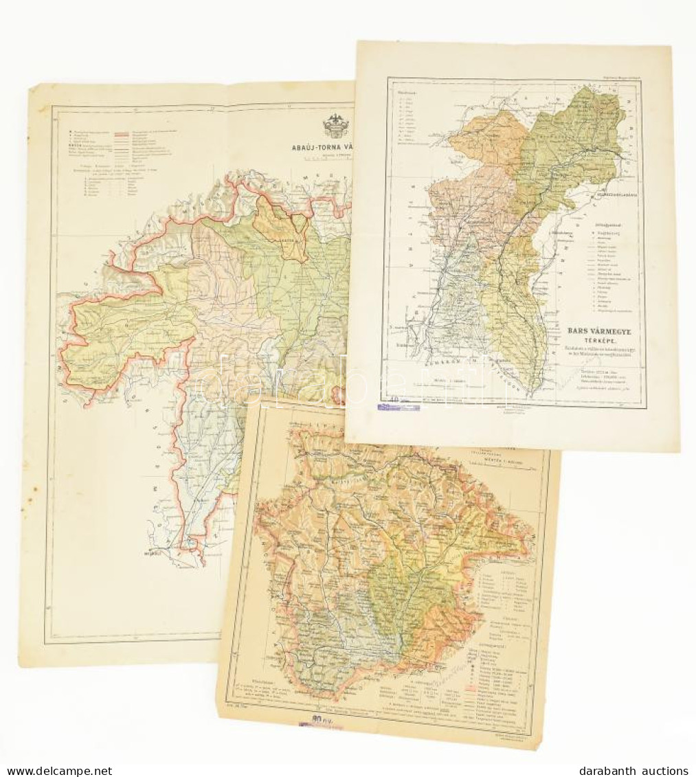 3 Db Vármegye Térkép: Gömör és Kishont, Abauj-Torna, Bars Vármegye. Ca 1900 Klf Méret - Sonstige & Ohne Zuordnung