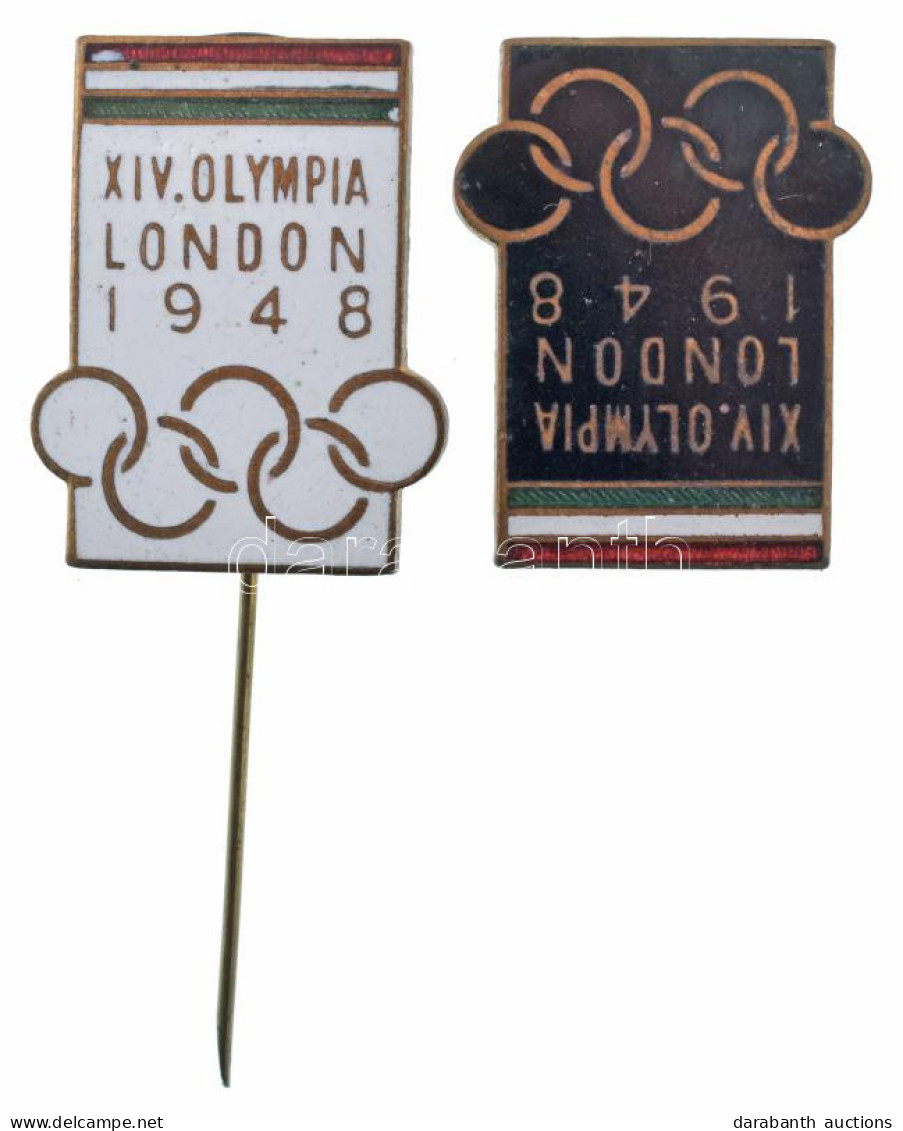 1948. "XIV. Olimpia London 1948" Zománcozott Olimpiai Gomblyuk Jelvény és Kitűző (2xklf) (23x18mm) T:AU - Sin Clasificación