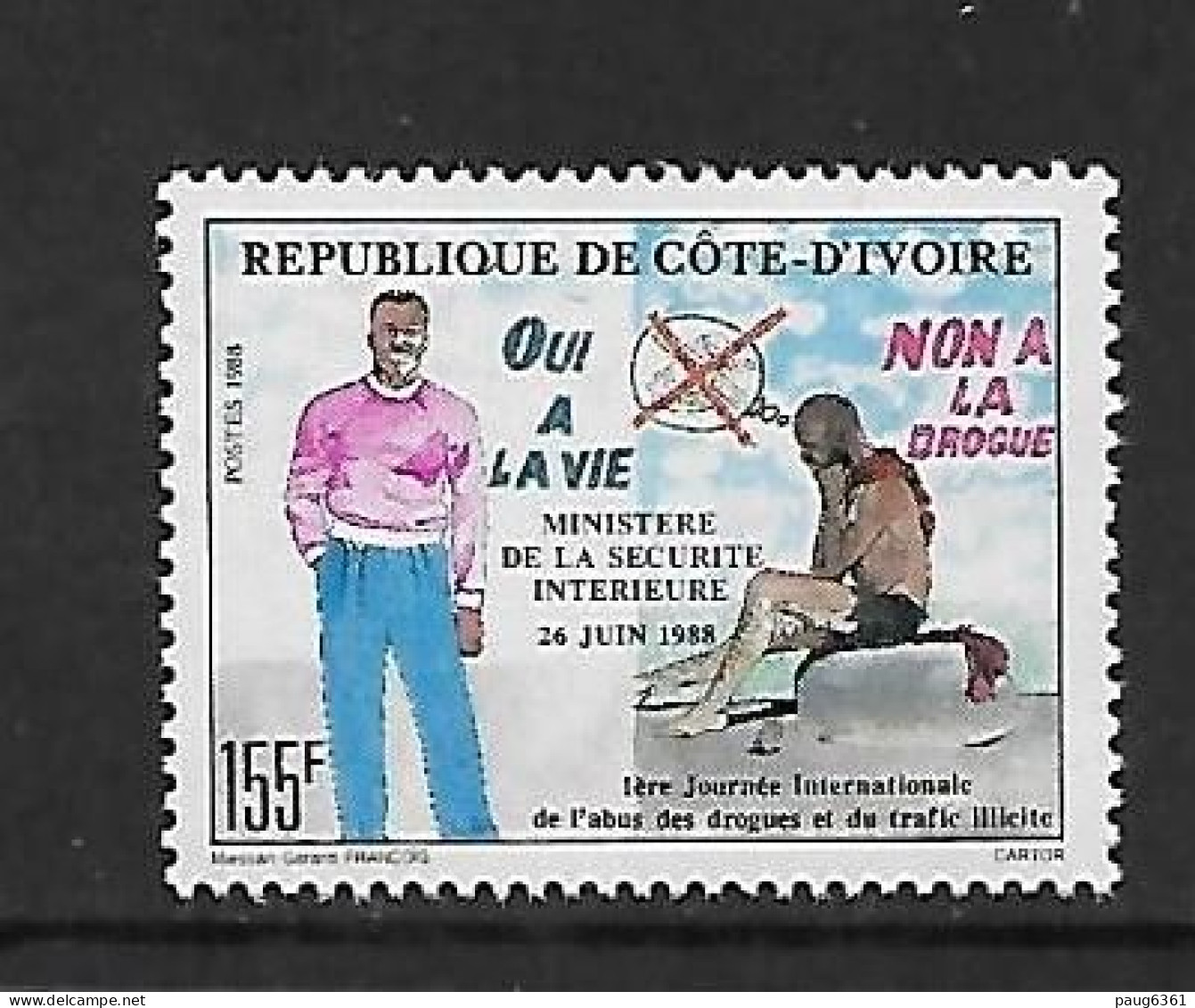 COTE D'IVOIRE 1988 LUTTE CONTRE LA DROGUE YVERT N°808  NEUF MNH** - Drogen