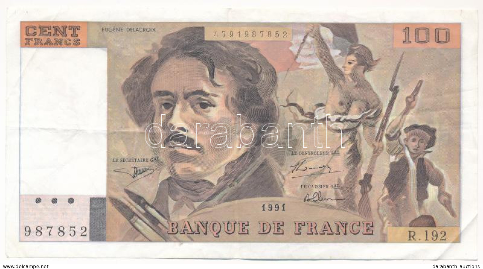 Franciaország 1991. 100Fr T:F Szép Papír  France 1991. 100 Francs C:F Fine Paper Krause P#152 - Unclassified