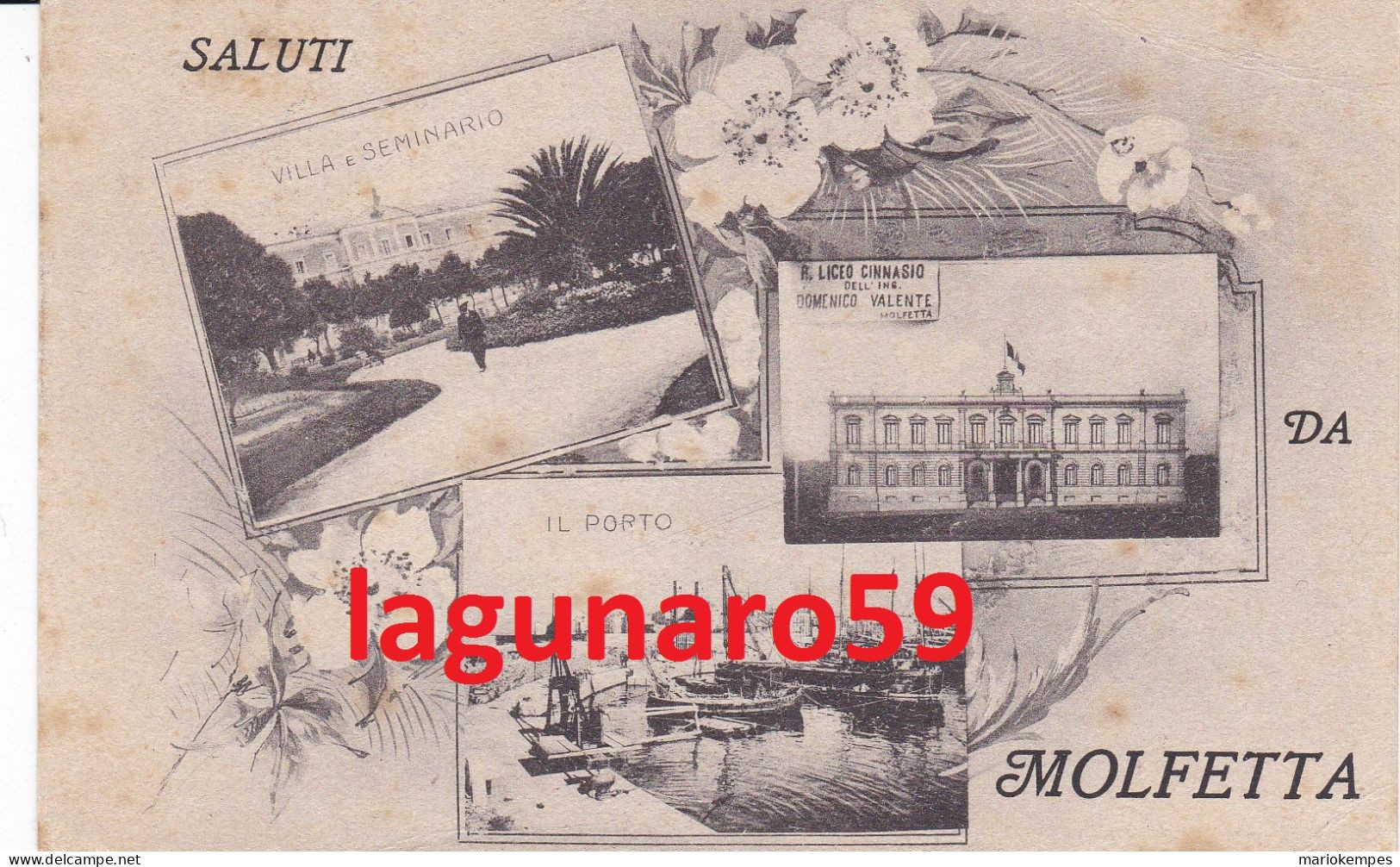 SALUTI DA MOLFETTA  ( Bari )  -  Tre Vedute...........................viaggiata 1920 - Molfetta