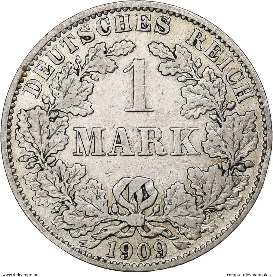 Empire Allemand, Wilhelm II, Mark, 1909, Berlin, Argent, TB+, KM:14 - 1 Mark