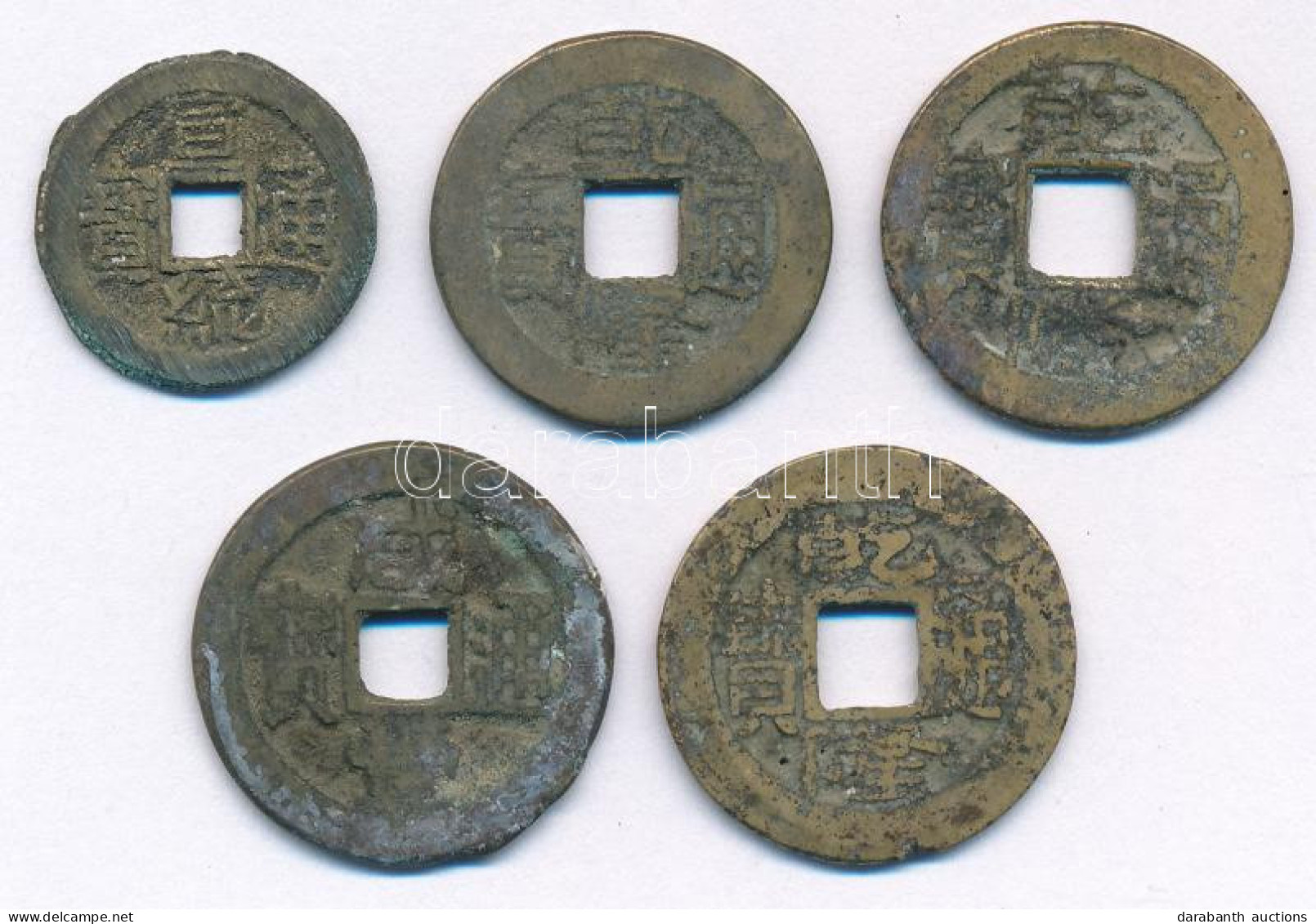 Kínai Császárság ~19. Század Cu Cash (5db) T:F Chinese Empire ~19th Century Cu Cash (5pcs) C:F - Non Classés