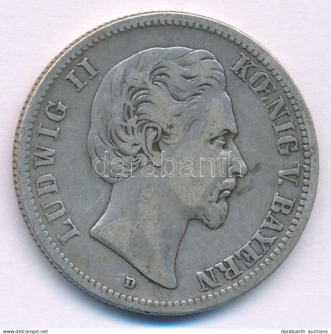 Német Államok / Bajorország 1876D 2M Ag "II. Lajos" T:F Patina German States / Bavaria 1876D 2 Mark Ag "Ludwig II" C:F P - Non Classificati