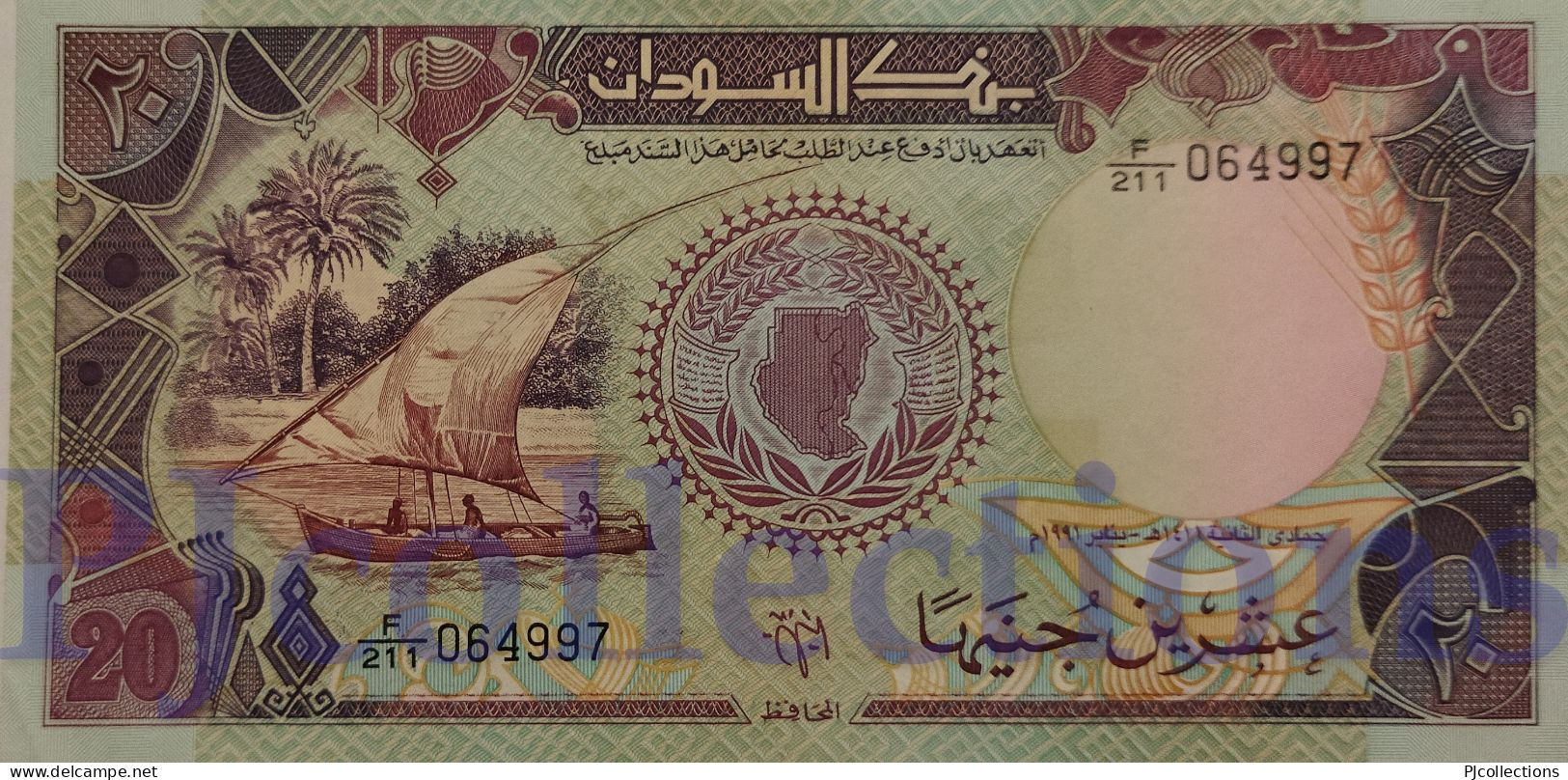 SUDAN 20 POUNDS 1991 PICK 47 AUNC - Soedan