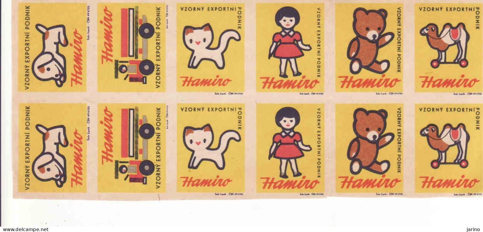 Czechoslovakia - Czechia 12 Matchbox Labels, HAMIRO - Toy Manufacturer - Boites D'allumettes - Etiquettes