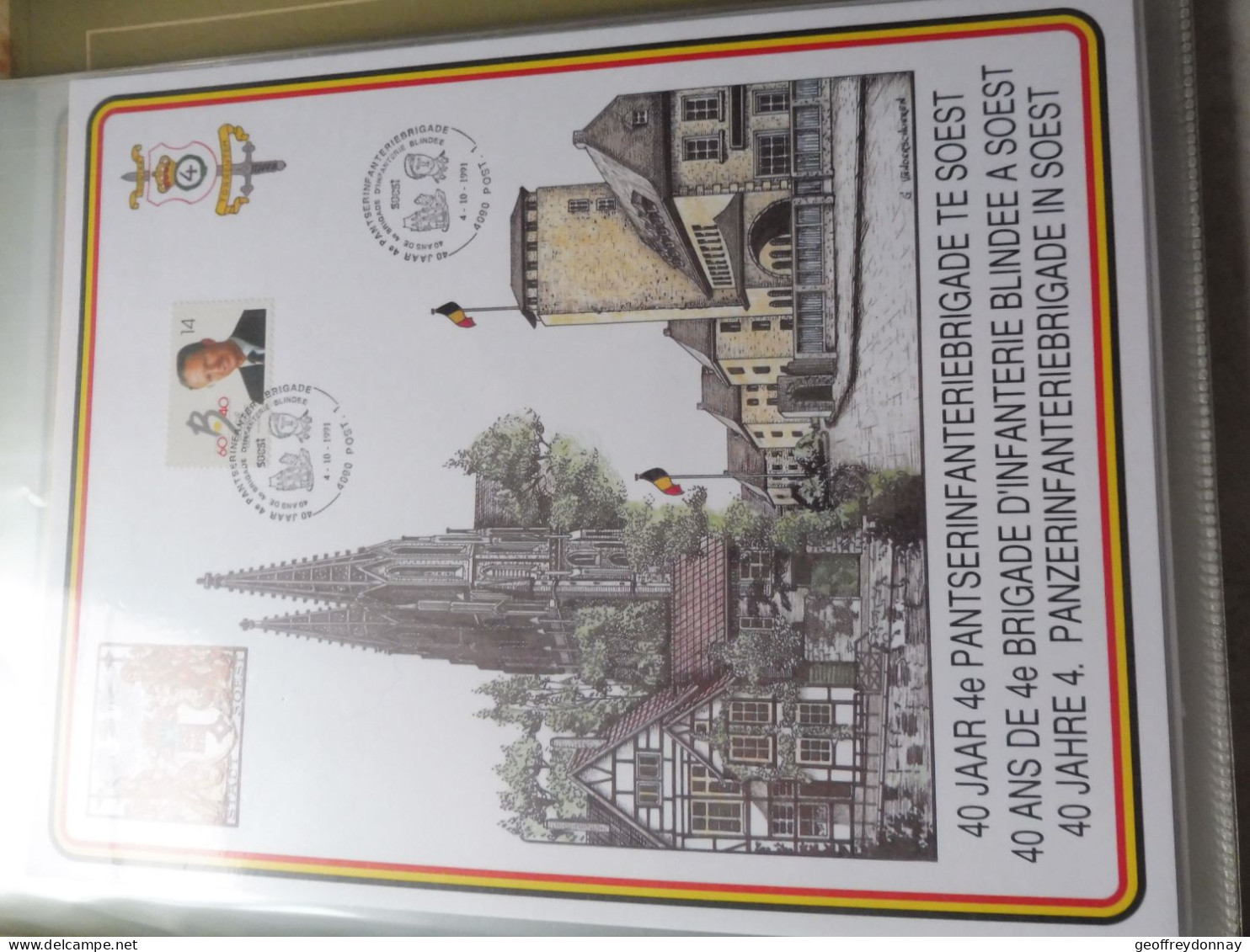 Souvenir Belgique Belgie 2415 ( 1991 ) War Brigade Infantrie Militaire  Gestempelt Oblitéré Soest Perfect - Gedenkdokumente