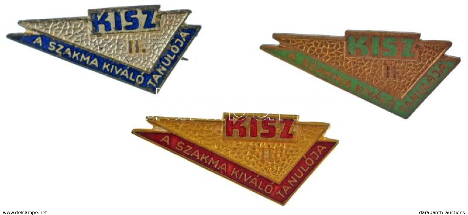 ~1960-1970. "KISZ - A Szakma Kiváló Tanulója I., II. és III. Hely" Aranyozott, Ezüstözött Fém Jelvények (3xklf) (13x30mm - Sin Clasificación