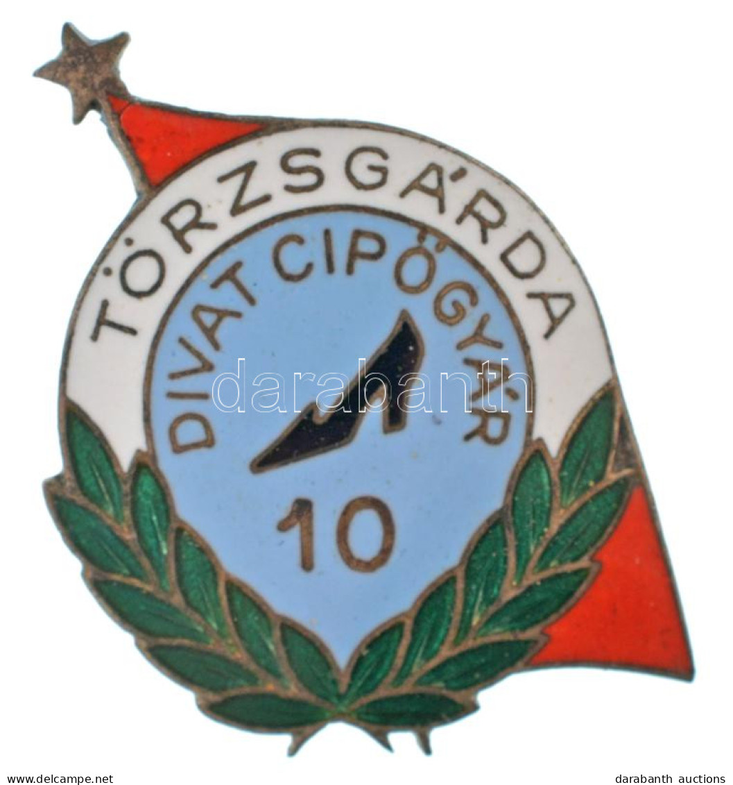 ~1960-1970. "Divat Cipőrgyár Törzsgárda" Zománcozott Bronz Törzsgárda Jelvény 10 év Után(32x30mm) T:AU - Sin Clasificación