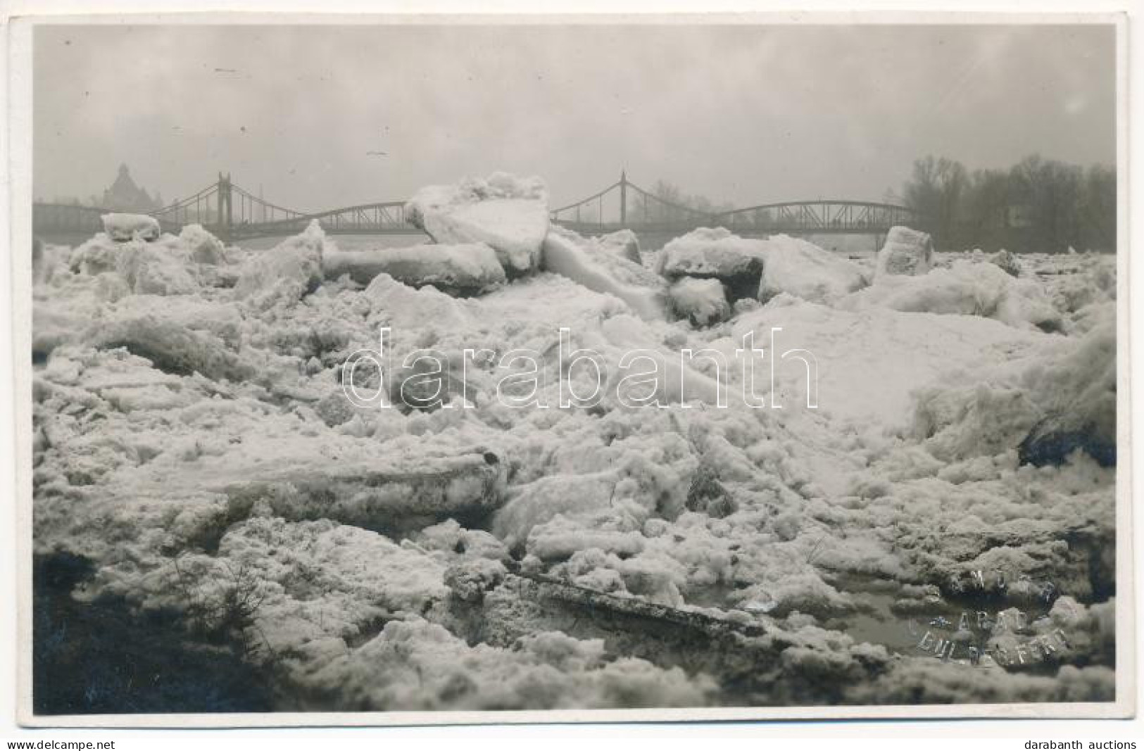 * T4 1932 Arad, Jégzajlás, Jégtorlasz, Híd / Frozen River With Ice, Bridge. Sándor Photo (vágott / Cut) - Non Classificati