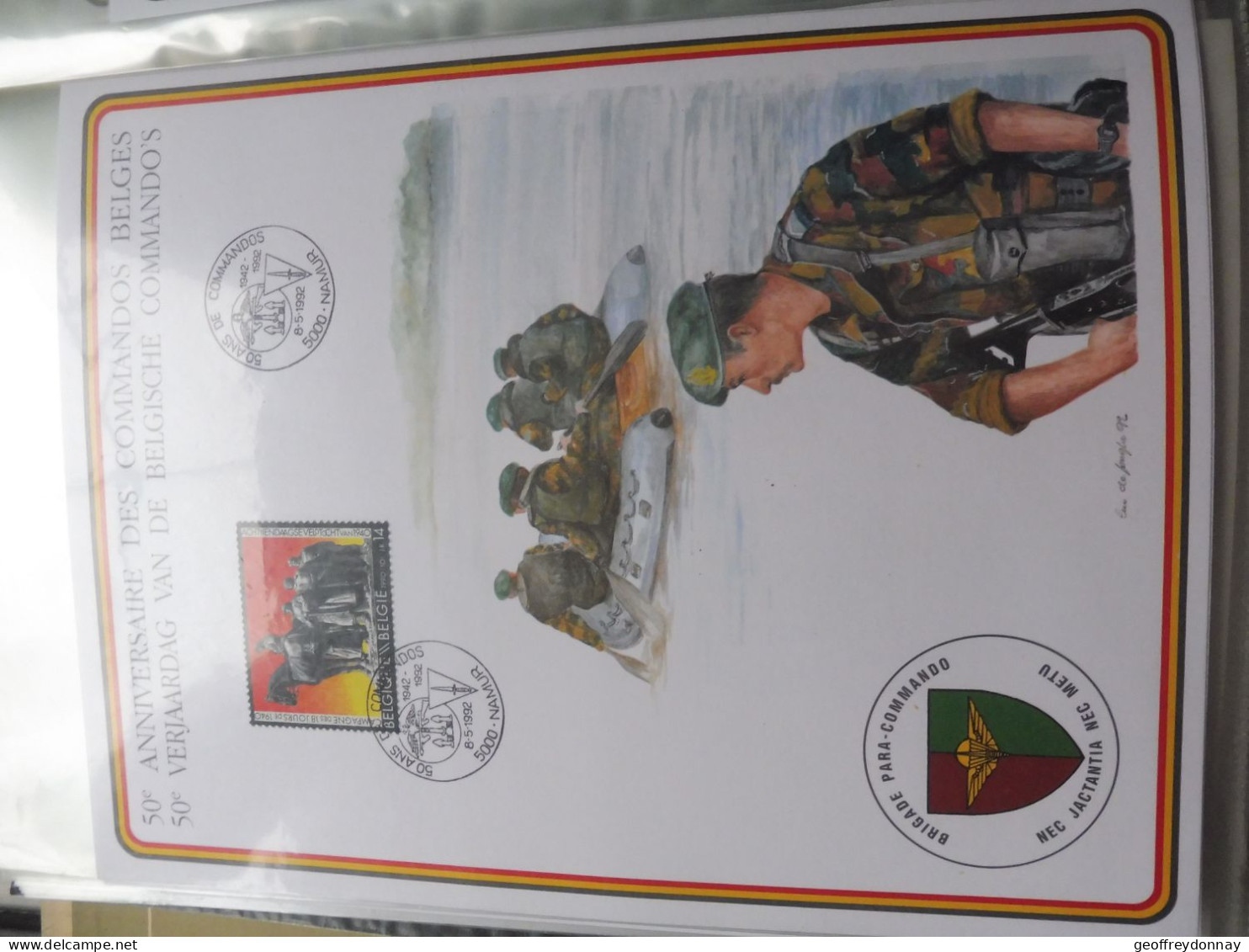 Souvenir Belgique Belgie 2369 ( 1992 ) War Para Commandos Militaire  Gestempelt Oblitéré Namur  Perfect - Documentos Conmemorativos