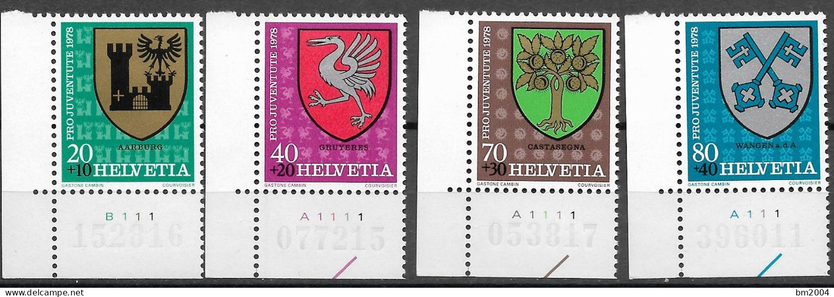 1978 Schweiz Mi. 1142-5 **MNH „Pro Juventute“: Gemeindewappen - Unused Stamps