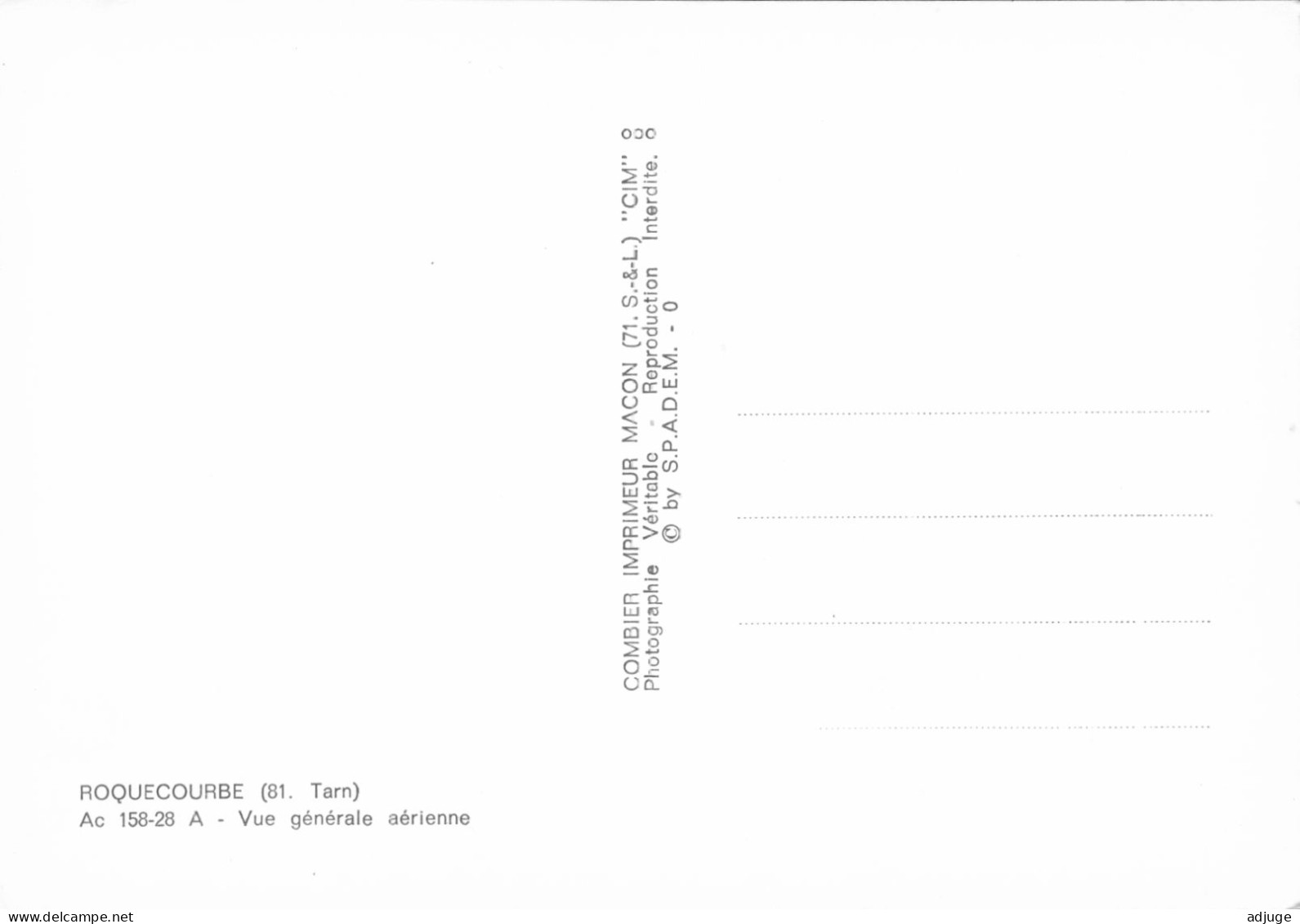CPM-81- ROQUECOURBE - Vue Générale Aérienne Ref. Combier 158.28A*** 2 Scans - Roquecourbe
