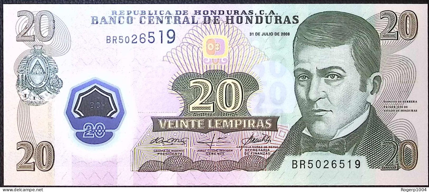 HONDURAS * POLYMER * 20 Lempiras * Date 31/07/2008 * Etrat/Grade NEUF/UNC * - Honduras
