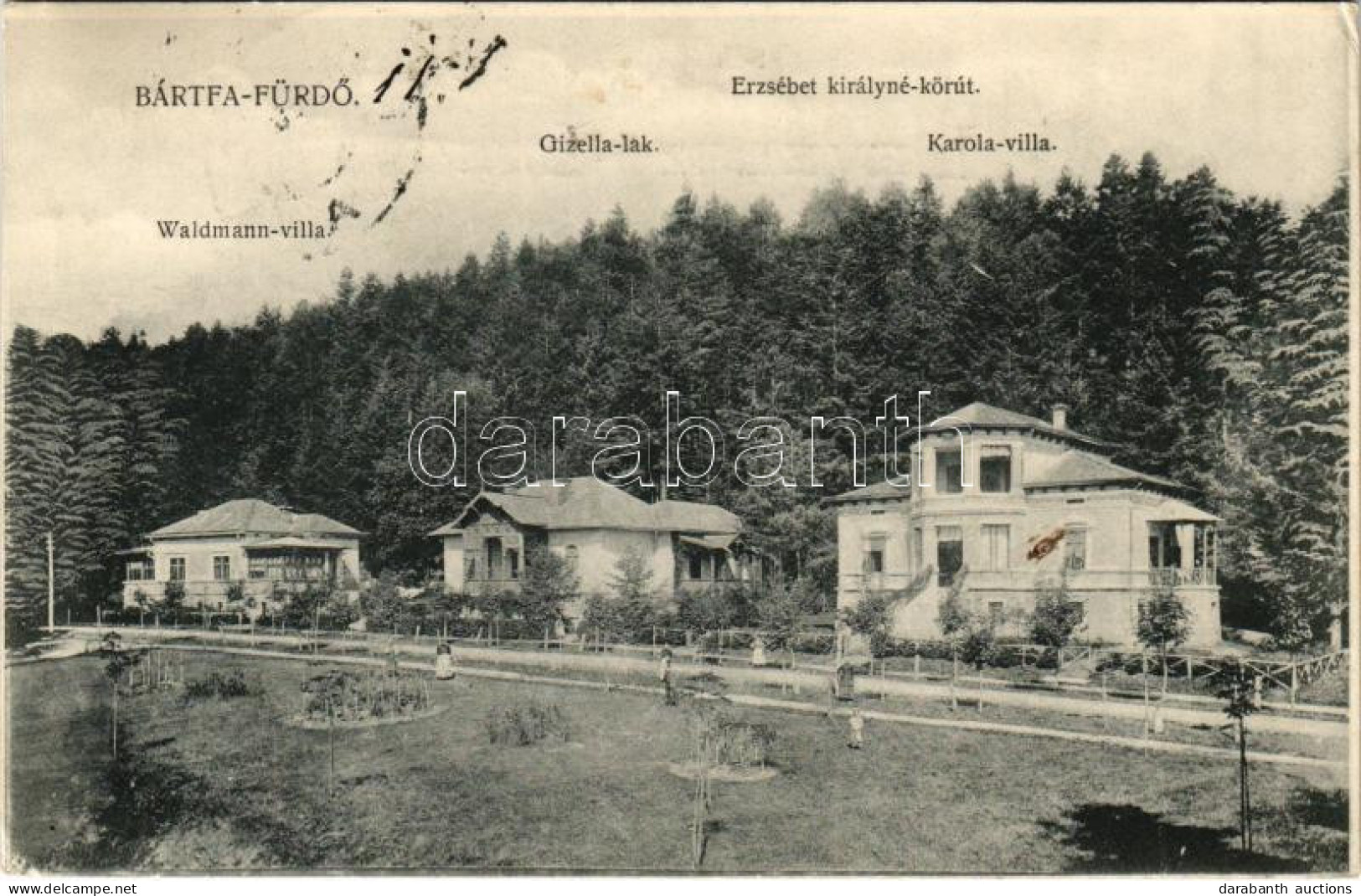 T2/T3 1907 Bártfa, Bártfafürdő, Bardejovské Kúpele, Bardejov; Erzsébet Királyné Körút, Waldmann és Karola Villa, Gizella - Unclassified