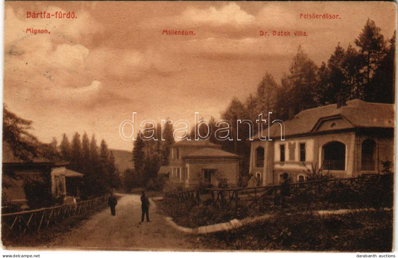 T2 1911 Bártfa, Bártfafürdő, Bardejovské Kúpele, Bardejov; Felső Erdősor, Mignon, Milleneum, Dr. Batek Villa. Divald 27- - Unclassified