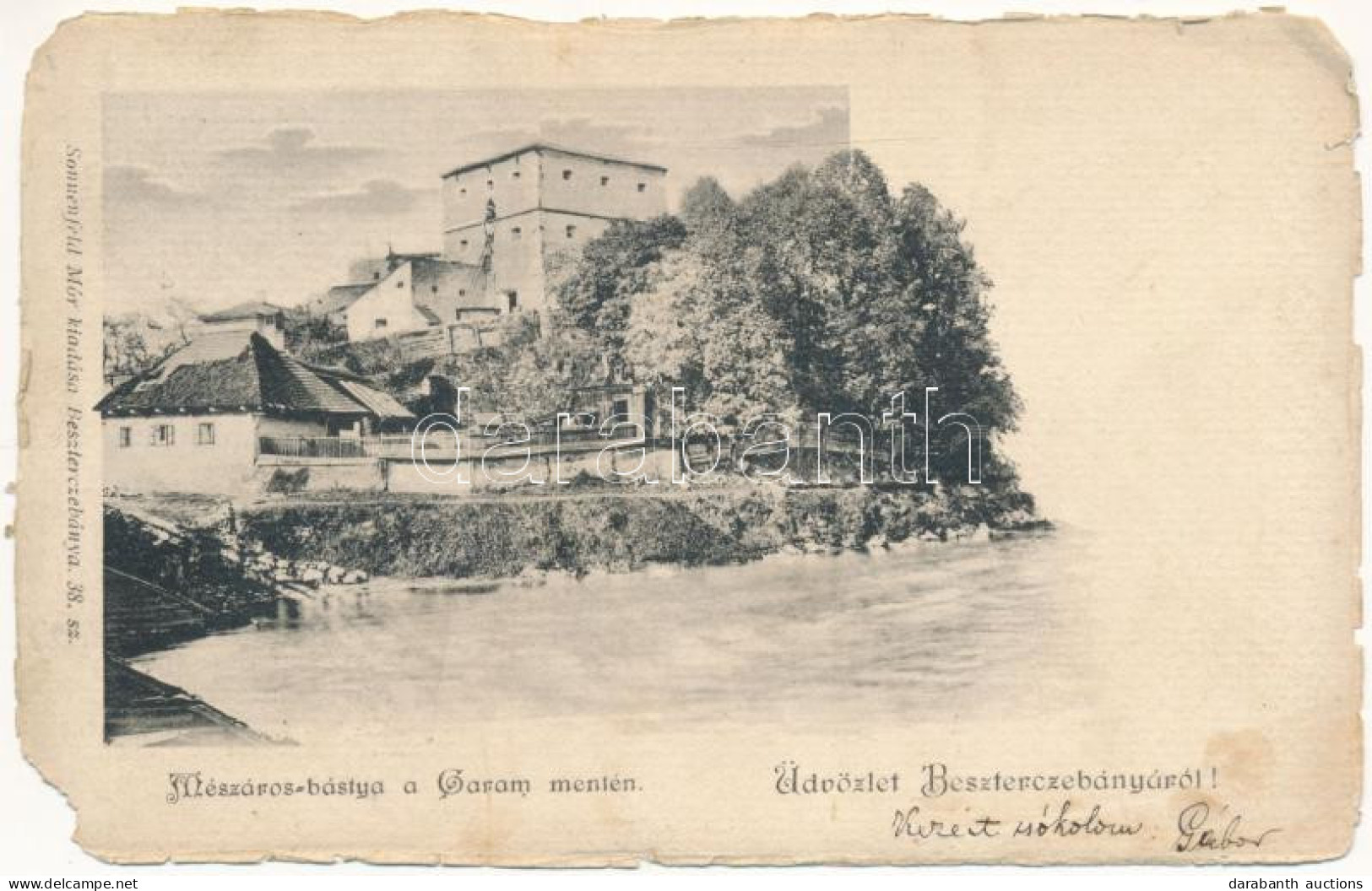 T4 1902 Besztercebánya, Banská Bystrica; Mészáros Bástya A Garam Mentén. Sonnenfeld Mór Kiadása / Bastion Tower, Hron Ri - Non Classificati