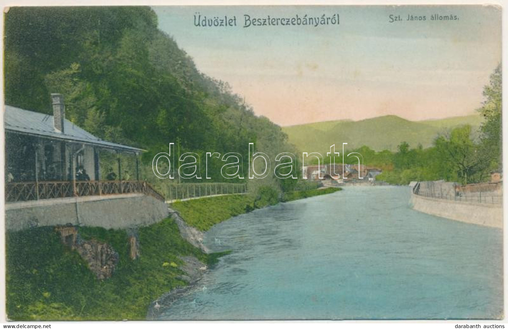 T3 1907 Besztercebánya, Banská Bystrica; Garam, Szent János (Szentjános) Vasútállomás. Grossmann Testvérek Kiadása / Bah - Unclassified