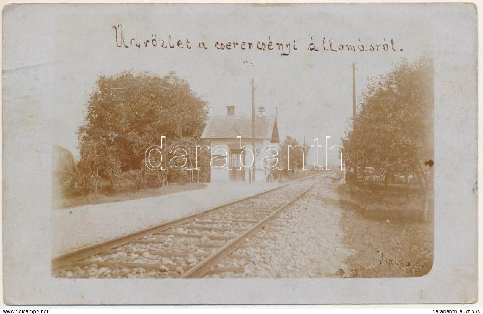 T3 1913 Cserencsény, Cerencany (Rimaszombat, Rimavska Sobota); 9-es Számú Vasútállomás őrház Bakterrel. Ritka Felvétel!  - Unclassified