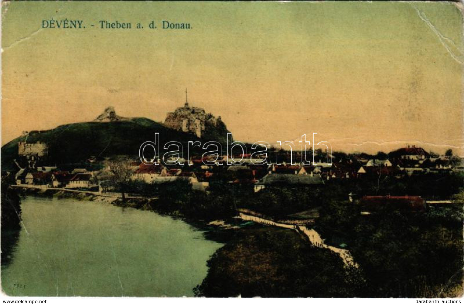 T3 Dévény, Theben A. D. Donau, Devín (Pozsony, Bratislava); Látkép, Várrom / General View, Castle Ruins (fa) - Ohne Zuordnung