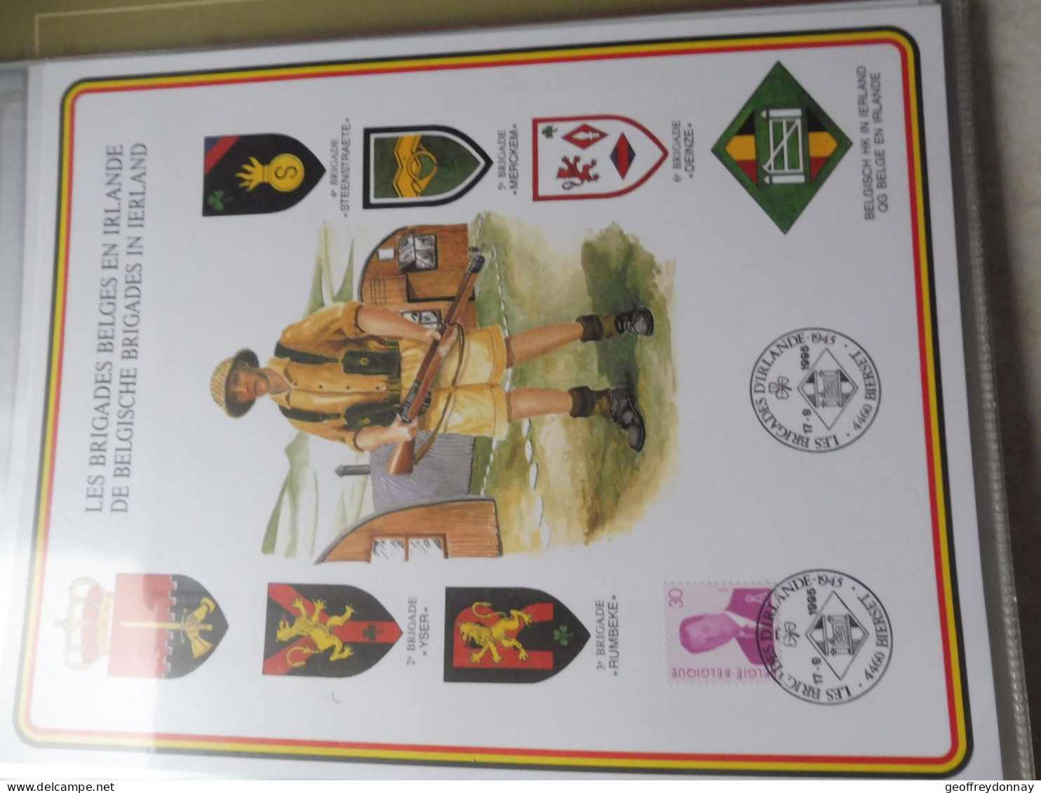 Souvenir Belgique Belgie 2536 ( 1995 ) War Brigades En Irlande Militaire  Gestempelt Oblitéré Bierset Perfect - Gedenkdokumente