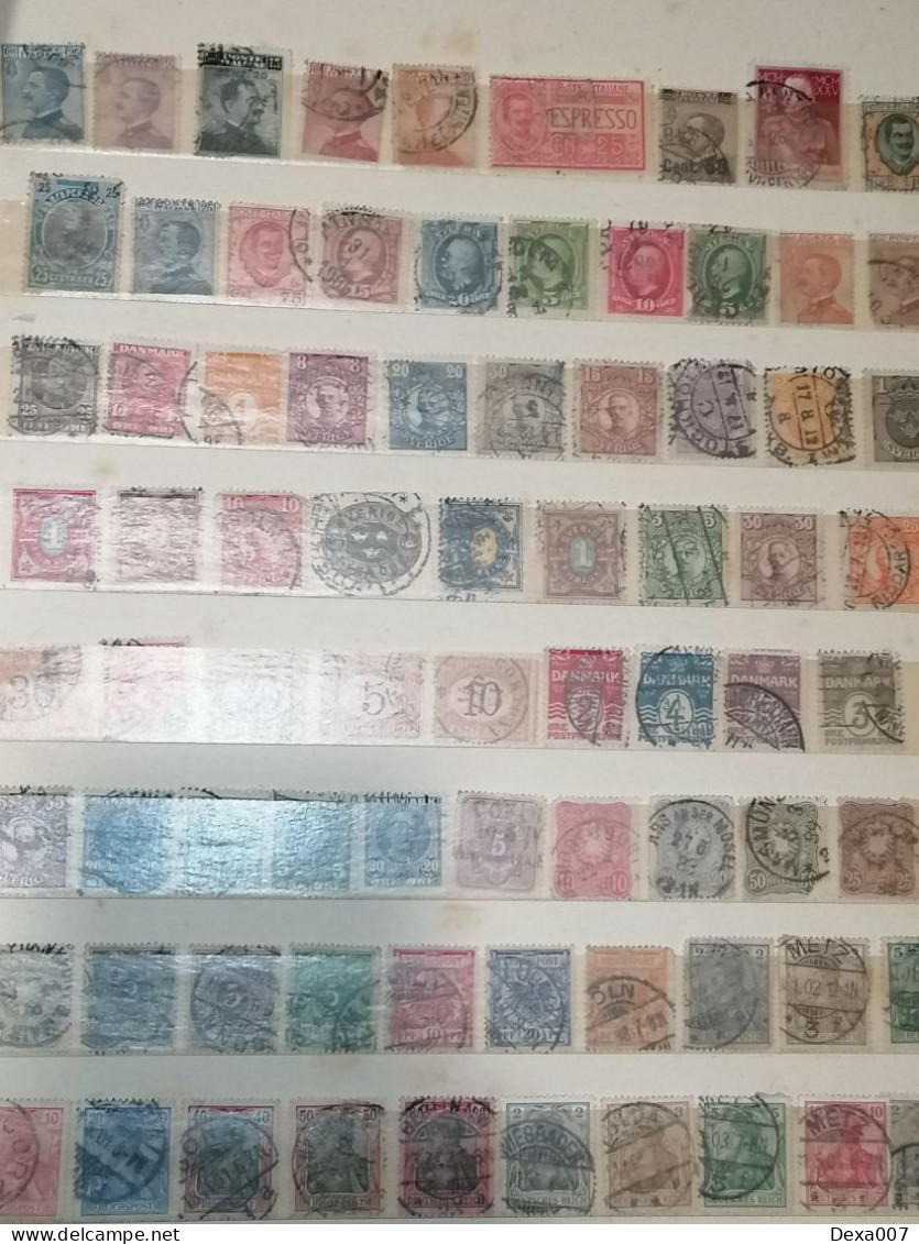 Ancient old album with old stamps Africa, Asia, Europe, America including Egypt, Palestine and colonies used and mint