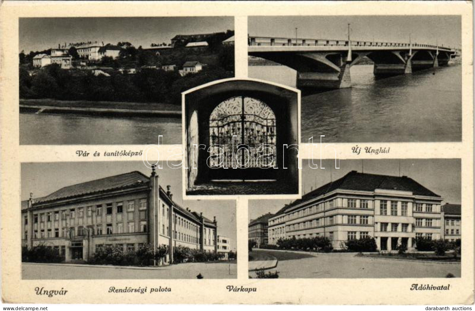 T2/T3 1940 Ungvár, Uzshorod, Uzhhorod, Uzhorod; Vár és Tanítóképző, Új Ung Híd, Várkapu, Rendőrségi Palota, Adóhivatal / - Ohne Zuordnung