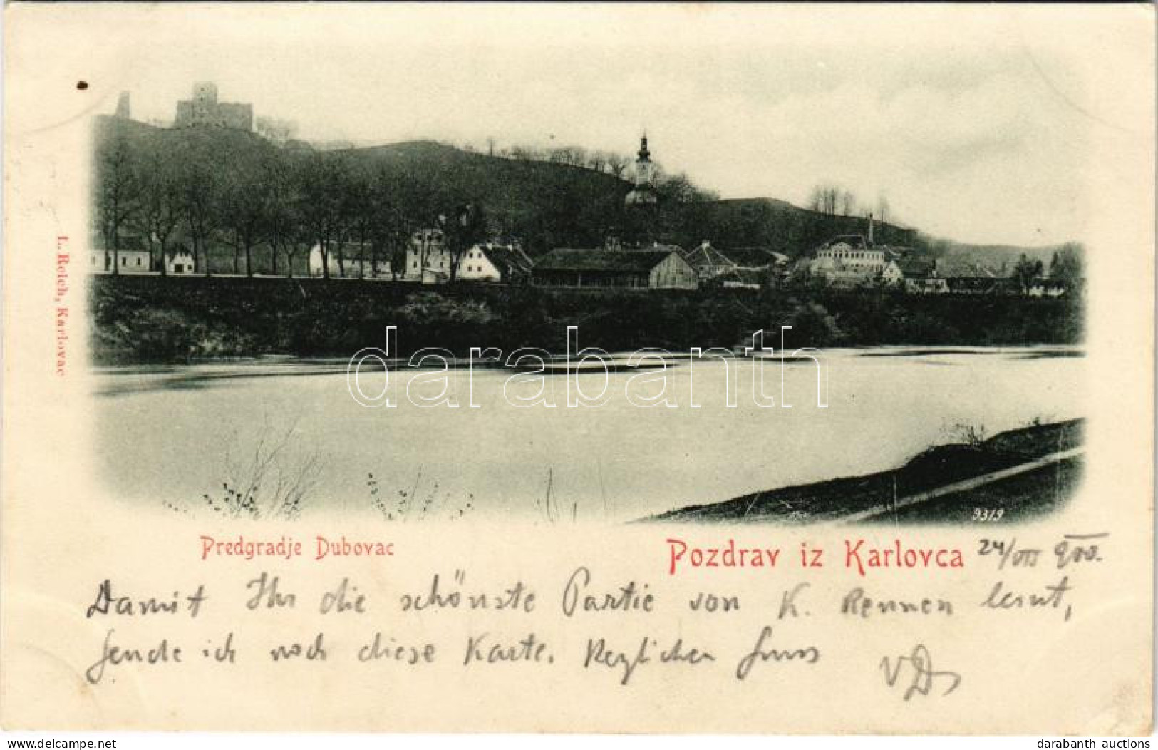 T2 1900 Károlyváros, Karlovac; Predgradje Dubovac + "FIUME-ZÁGRÁB 64 SZ." Vasúti Mozgóposta - Ohne Zuordnung