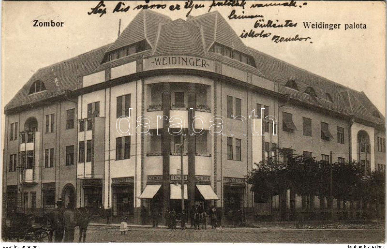 T2 1915 Zombor, Sombor; Weidinger Palota, Csemege, Fűszer és Konzervek üzlete / Shop - Ohne Zuordnung