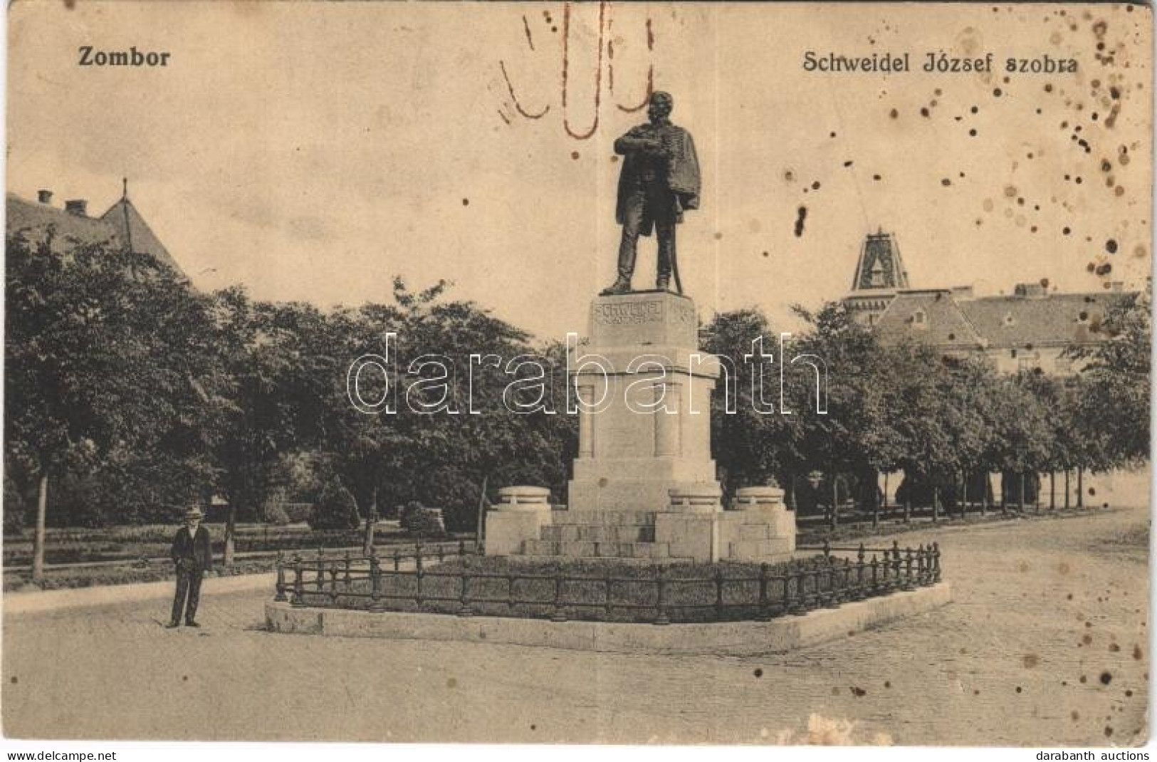 T3 1913 Zombor, Sombor; Schweidel József Szobra. Kaufmann Emil Kiadása / Statue (fl) - Non Classés