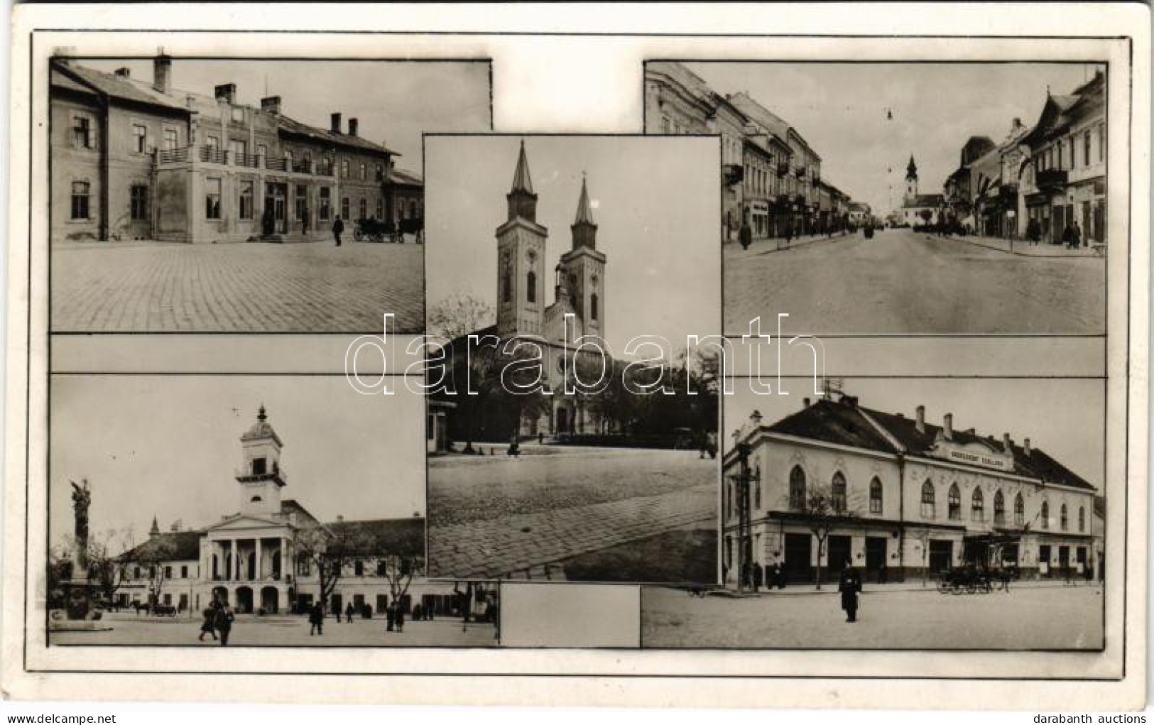 T2/T3 1942 Zombor, Sombor; Mozaiklap Városházával és Vadászkürt Szállodával / Multi-view Postcard With Town Hall And Hot - Non Classés