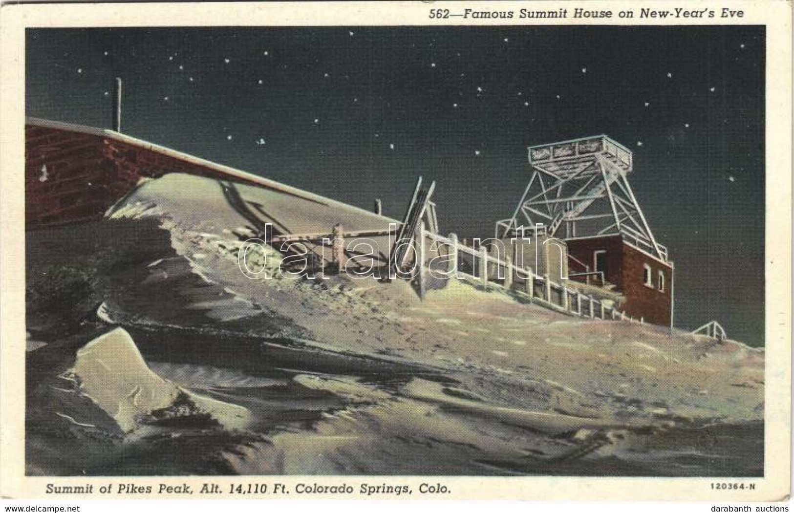 ** T2/T3 Colorado Springs (Colorado), Summit Of Pikes Peak, Famoun Summit House On New-Year's Eve (wet Damage) - Ohne Zuordnung