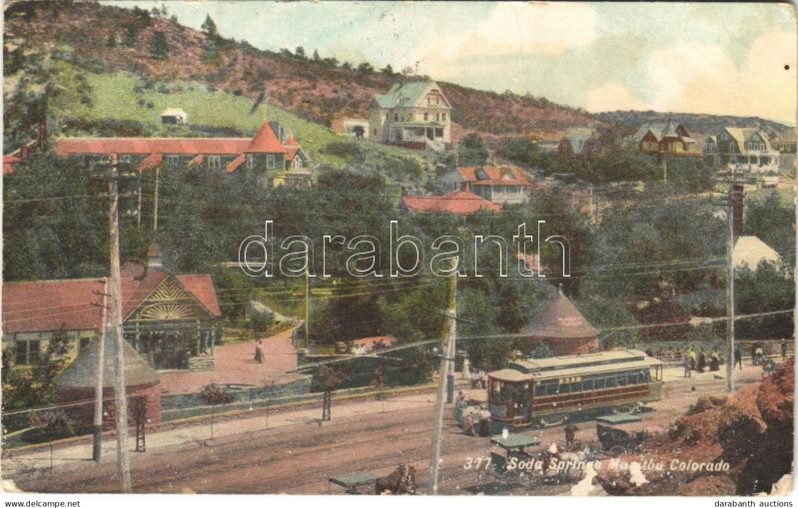 T3 1908 Soda Springs Manitou (Colorado), Tram, Horse-drawn Carriages (wet Damage) - Sin Clasificación