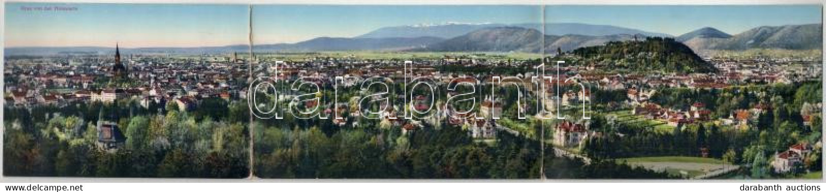 * T3/T4 Graz, Von Der Hilmwarte / General View, 3-tiled Panorama Card (r) - Zonder Classificatie