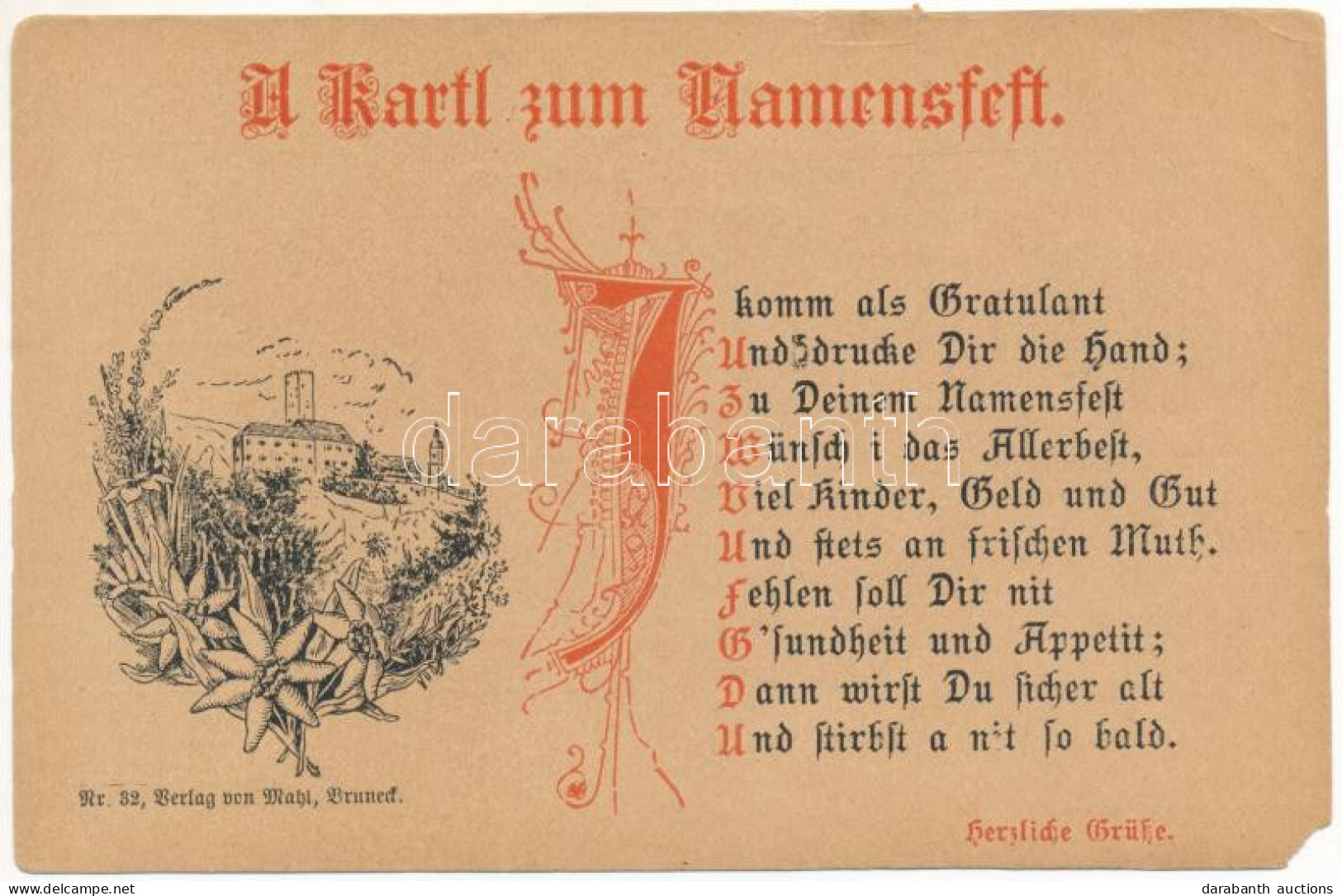 ** T4 Tirol, Kartl Zum Namensteft. Verlag Von Mahl, Bruneck (Brunico, Südtirol) / Tyrolean Folklore (EM) - Unclassified