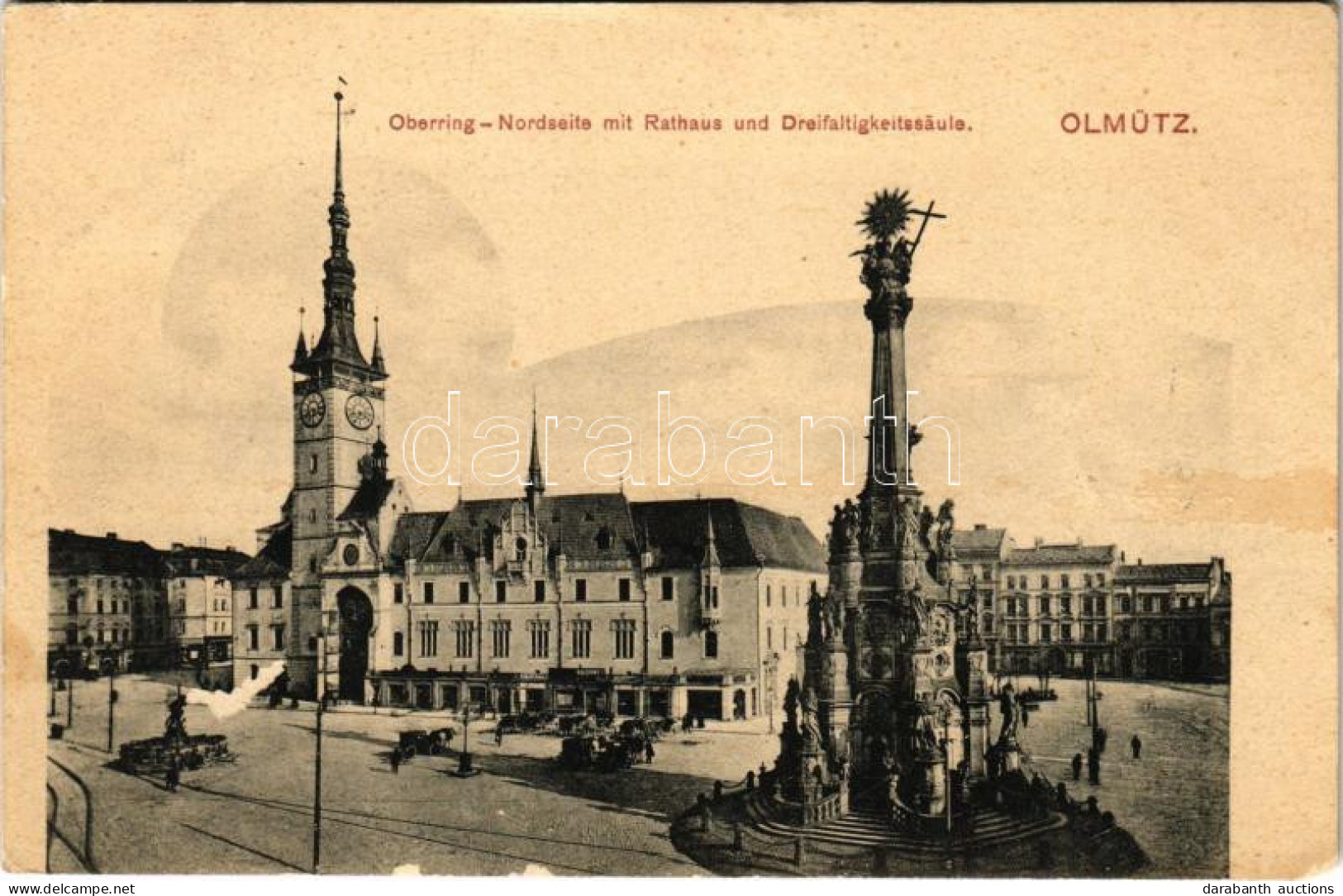 T4 1907 Olomouc, Olmütz; Oberring-Nordseite Mit Rathaus Und Dreifaltigkeitssäule / Square, Town Hall, Holy Trinity Statu - Non Classificati