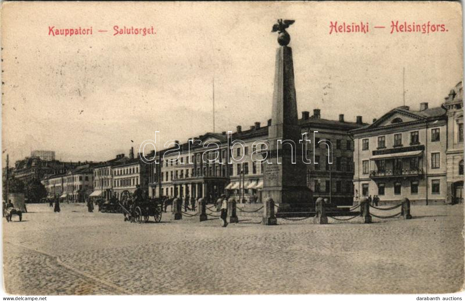 * T2/T3 1912 Helsinki, Helsingfors; Kauppatori / Salutorget / Market Square, Monument (EK) - Unclassified