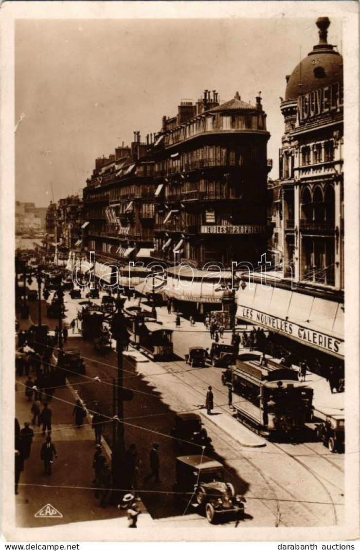 T2/T3 1929 Marseille, La Canebiere / The Canebiere, Trams, Automobiles (EK) - Non Classés