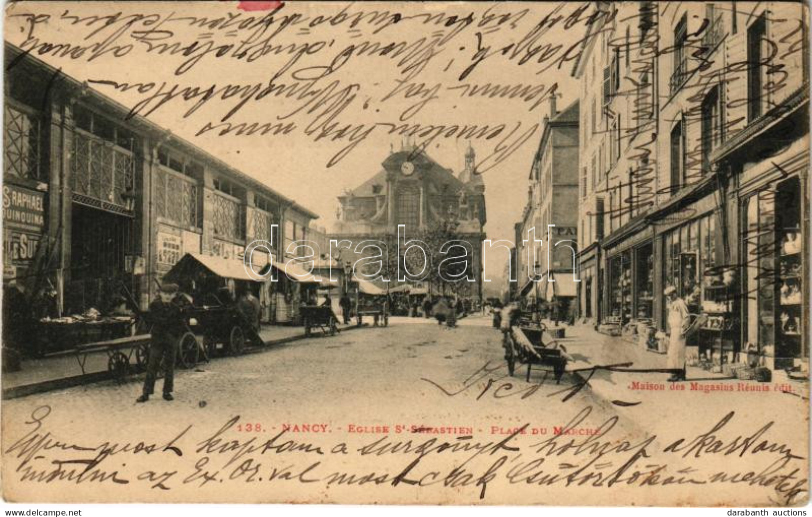 T2/T3 1902 Nancy, Eglise St. Sébastien, Place Du Marché / Market Square, Church (EK) - Non Classés